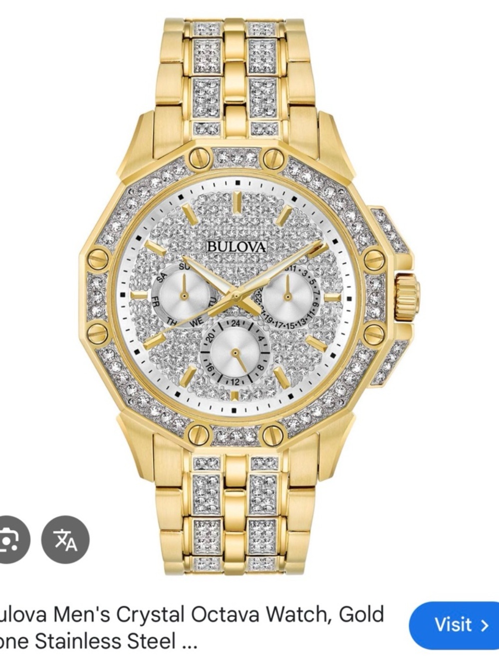 Bulova Gold and Silver Crystal-Accented Bracelet Watch